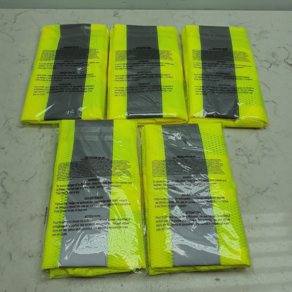 5 Pack Condor 53YL16A U Block Vest Class 2 High Visibility Size Small
