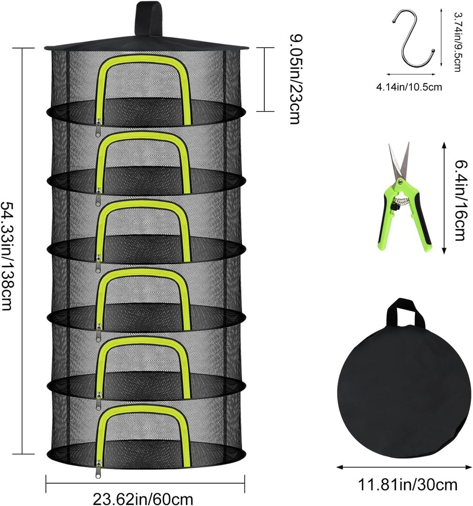 6 Layer Herb Drying Rack, Herb Drying Rack Hanging Mesh, Foldable Plant Drying N