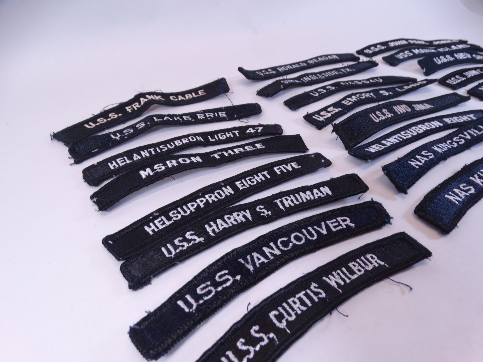 Lot of 24 - US NAVY SHOULDER STRIP TAB Rocker Patches USS Military USA America