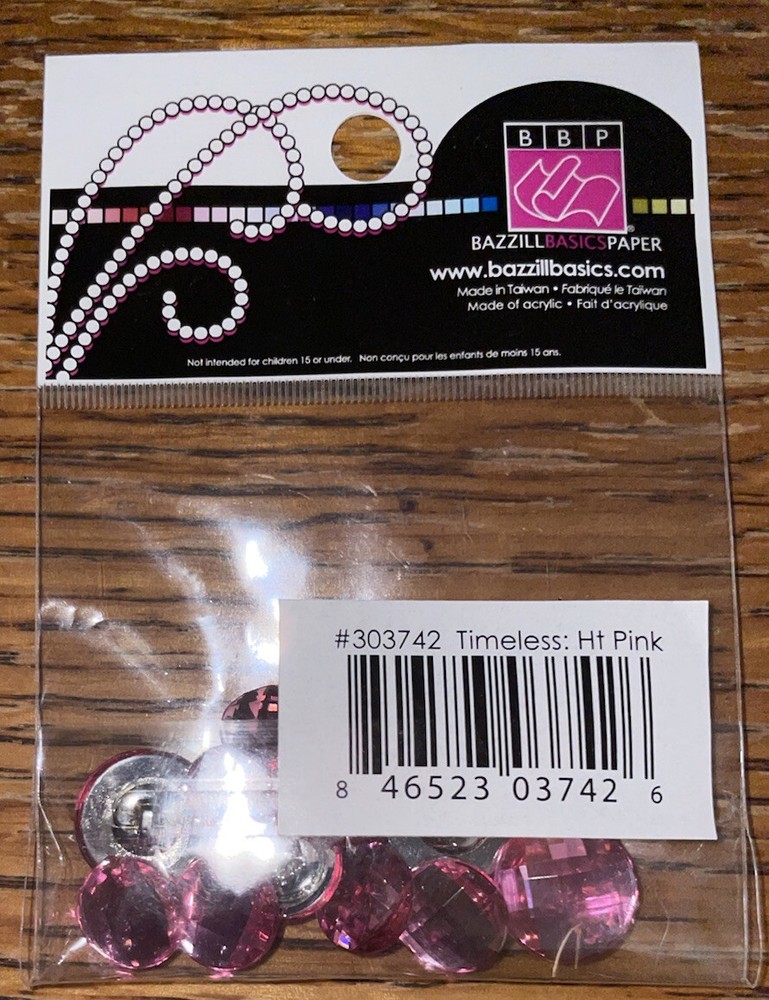 BBP Bazzill Basic Paper ~Buttons~ Timeless Hit Pink 12 Pcs Multiple Sizes Craft