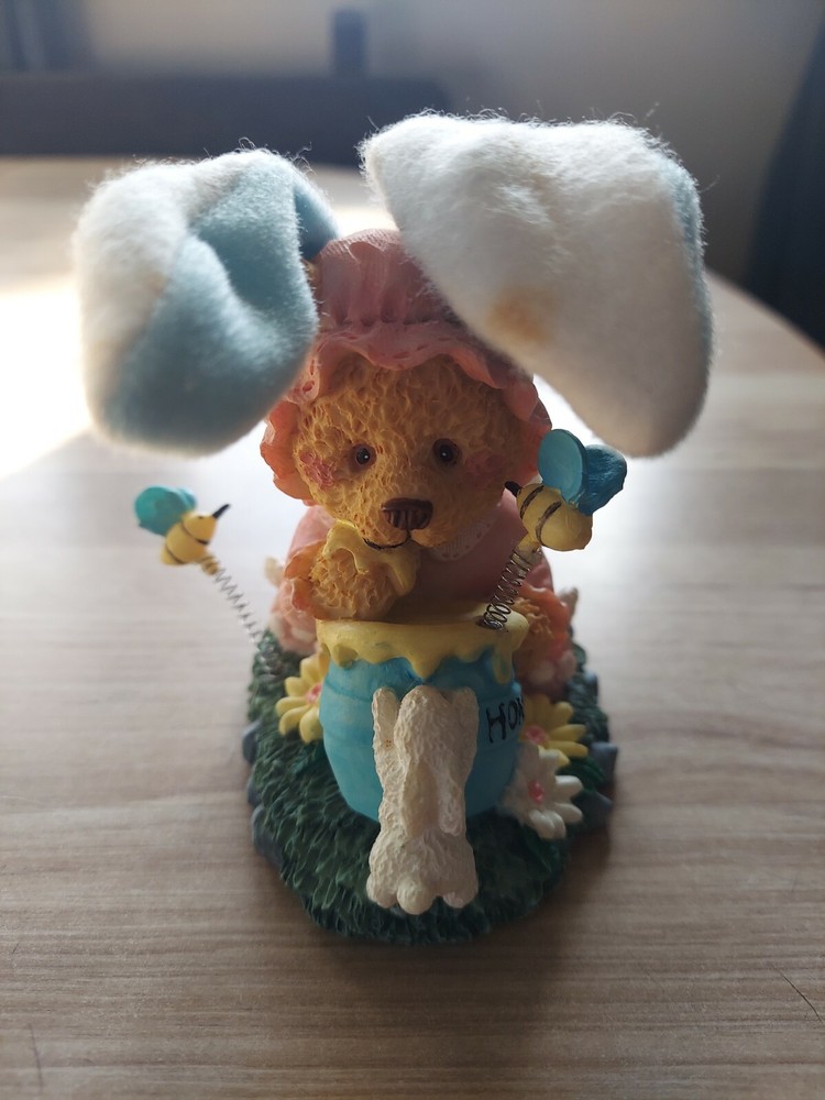 HAND CRAFTED & PAINTED 6" EASTER HONEY BEAR STATUE