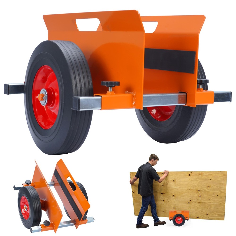 Heavy Duty Panel Dolly Orange 1100LBS Capacity Door Dolly with 10" Solid Whee...