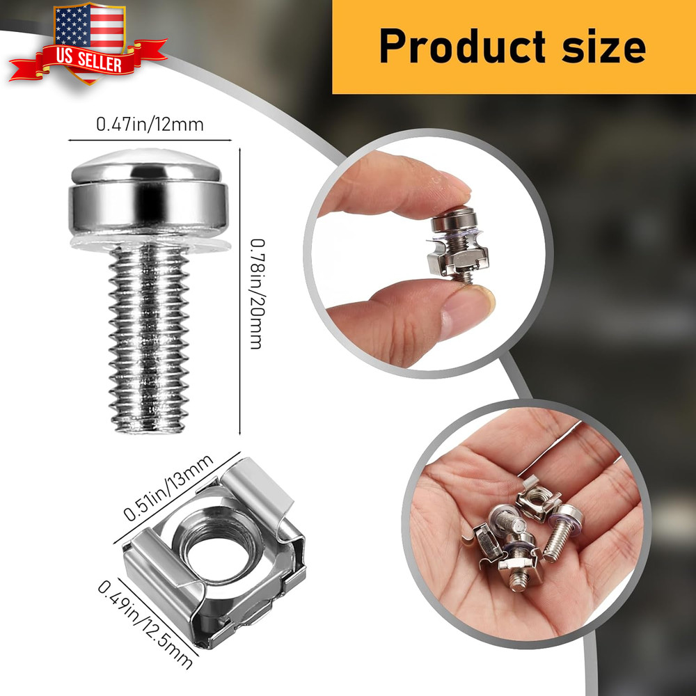 110 Pcs/55 Set Rack Mount Screws and Cage Nuts for Rack Mount Server