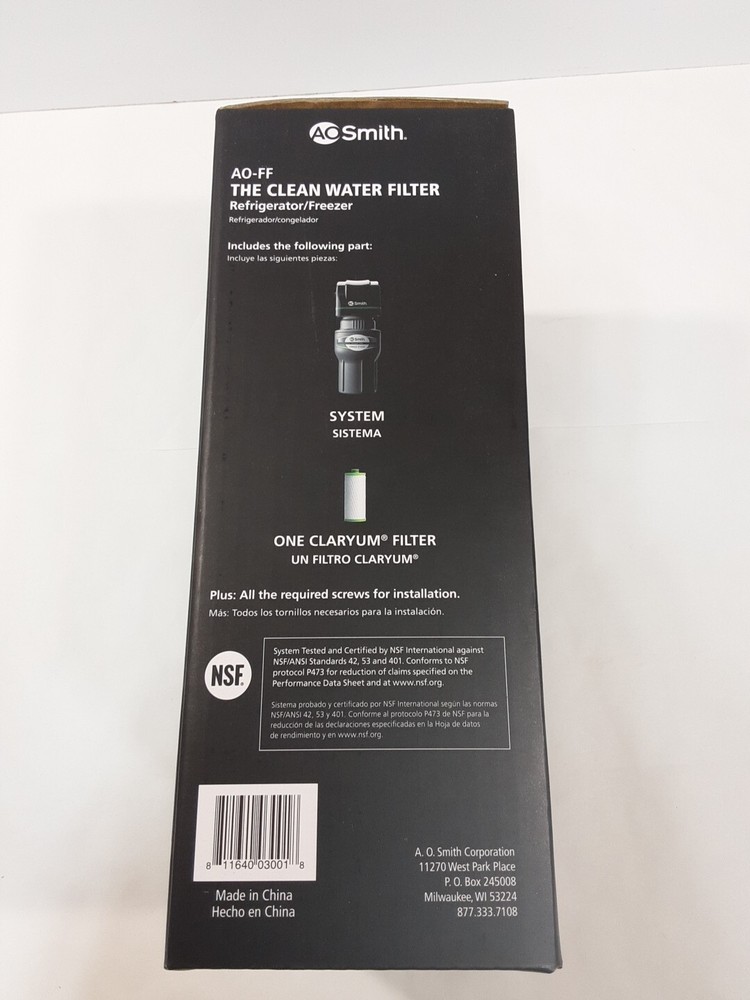 AO Smith AO-FF Clean Water Advanced Carbon Water Filtration System New