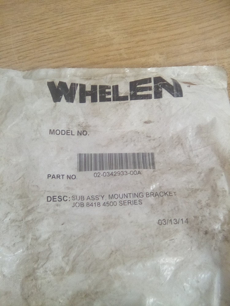 Whelen 02-0342933-00A Sub Ass'y Mounting Bracket