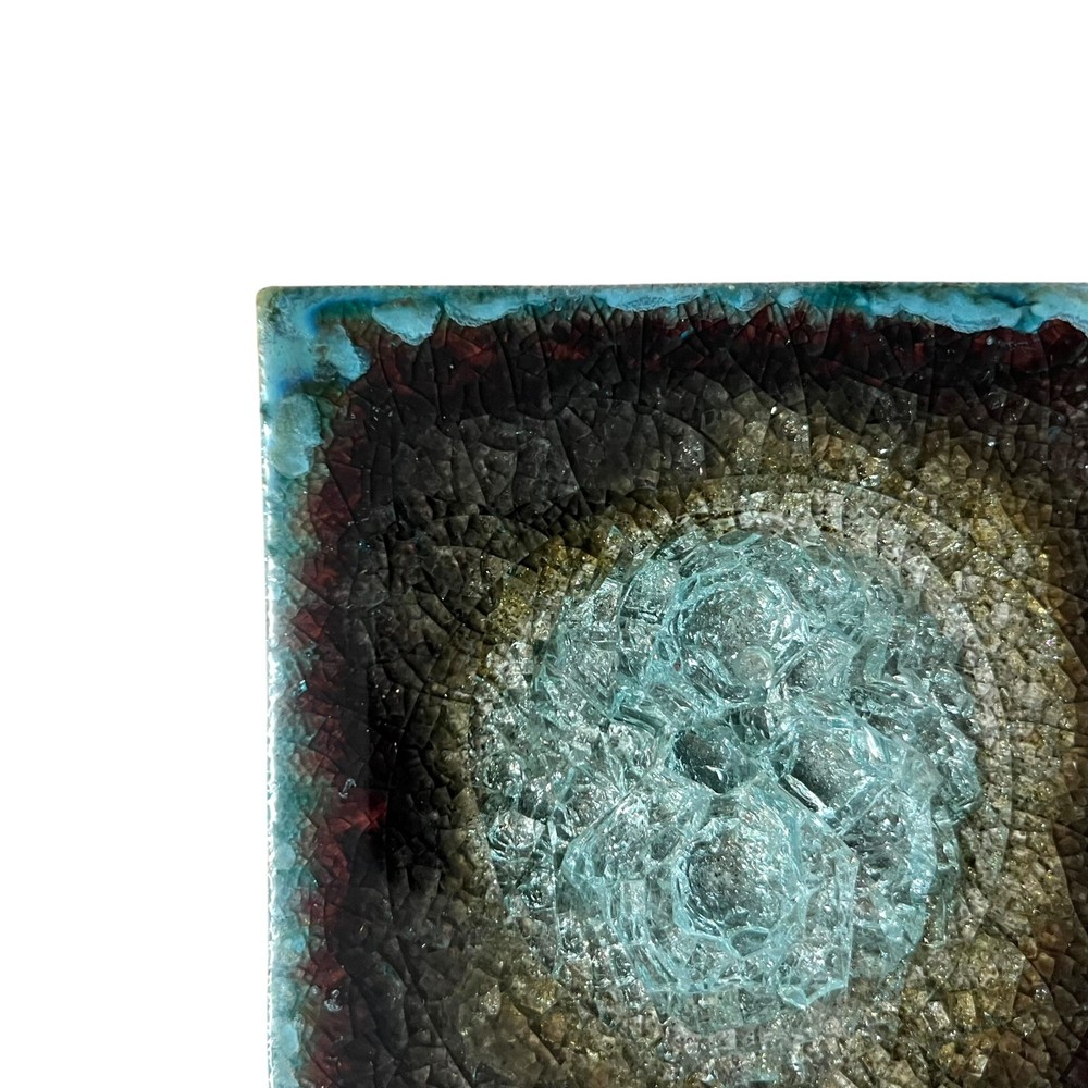 Handmade Ceramic Art Tile Cracked Glass Design Unique Decor Coaster 4x4