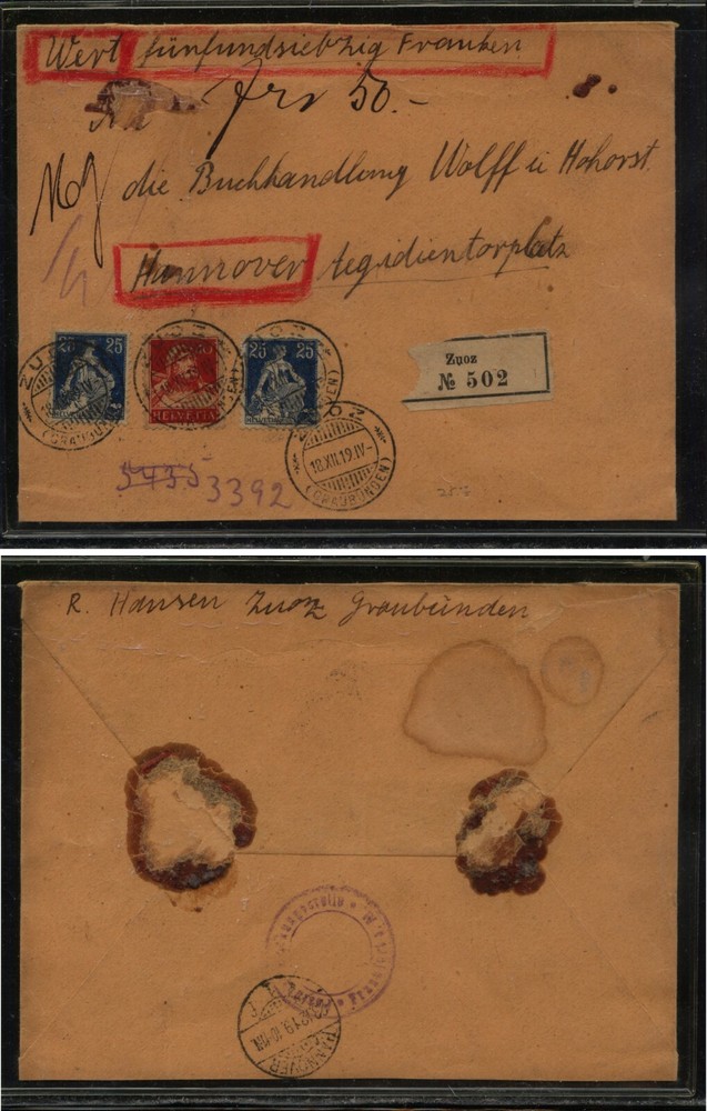 Switzerland  Zuoz    registered   1919           MS0107