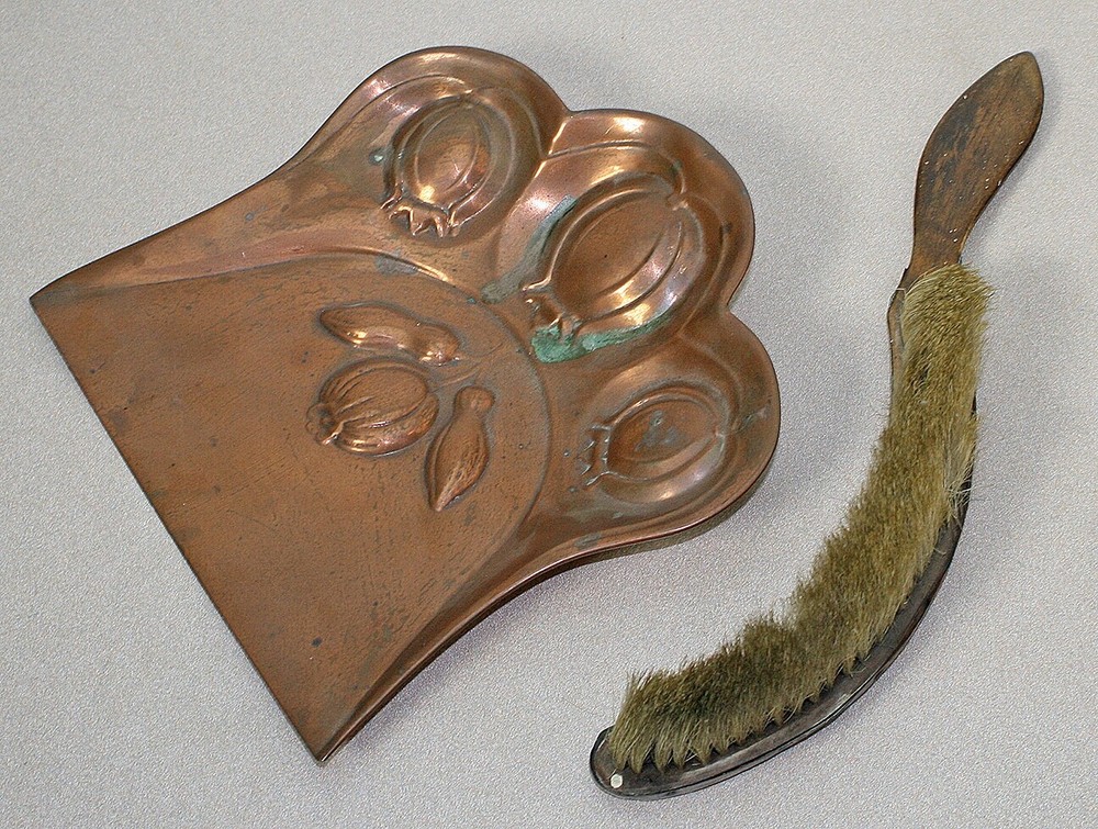 Antique Joseph Sankey & Sons Solid Copper Crumb Tray & Brush