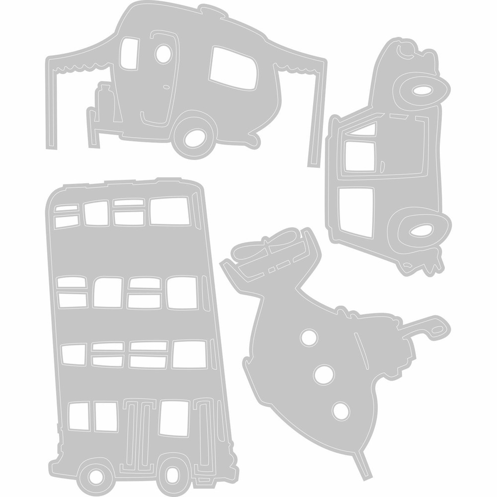 Sizzix Thinlits Die Set 4PK - Wacky Transport #1 by Tim Holtz 665220 Camper Car