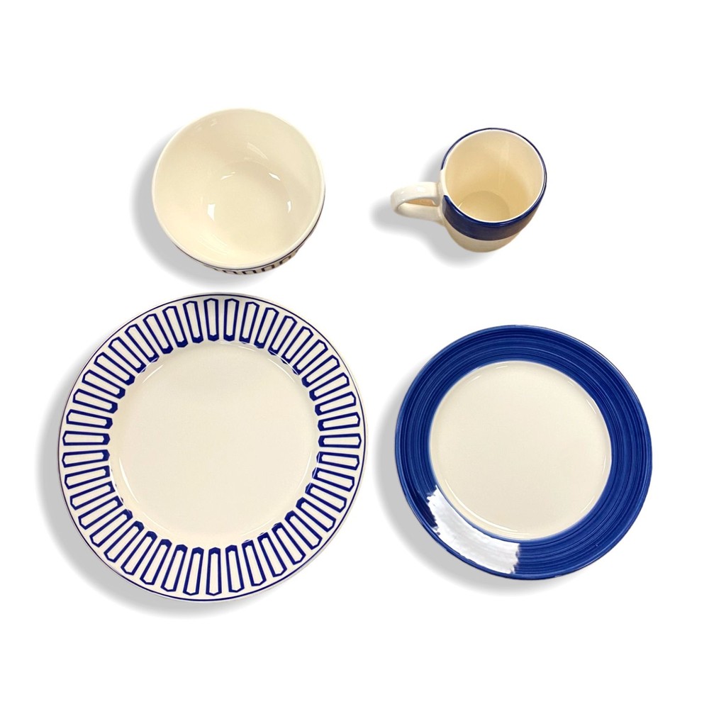 $220 Matceramica Blue Geometric Dinnerware 11-Piece Set