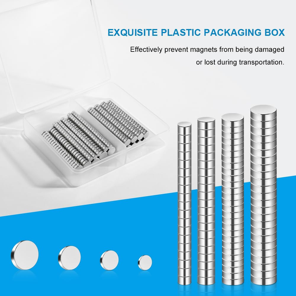 400Pcs Small Magnets, 4 Different Sizes Tiny Mini Magents, Multi-Use for Fridge,