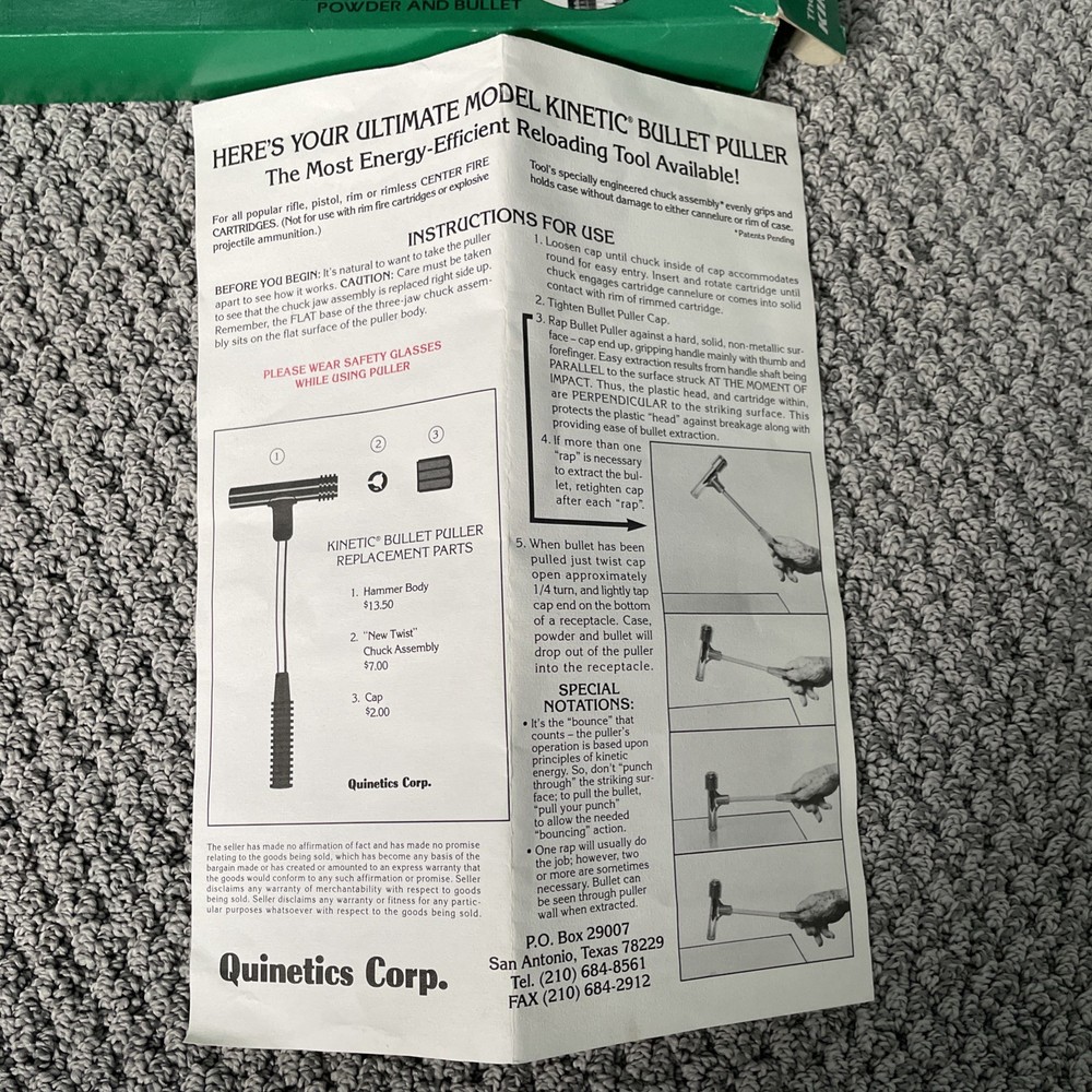 RCBS Bullet Puller Hammer Reloading Tool Kinectics Clear