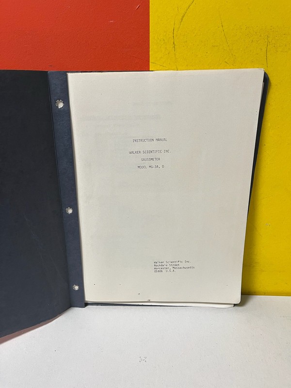Walker Scientific MG-3D Gaussmeter Instruction Manual