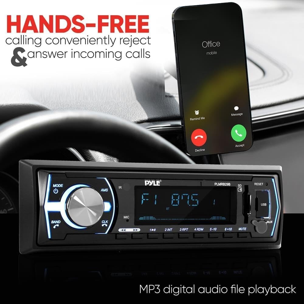 Digital LCD Marine Stereo Receiver - 300W Power, Bluetooth, USB/SD Support