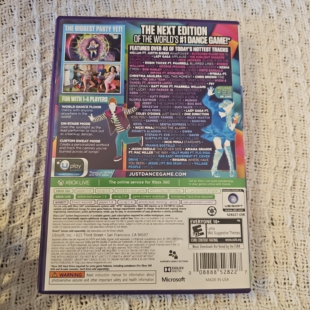 Microsoft Xbox 360 Kinect Motion Sensor Bar ~ w Just Dance 2014 Working & Clean