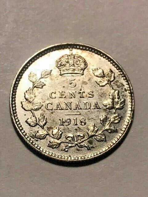 1918 Canada 5 Cents Silver VF+ #12430