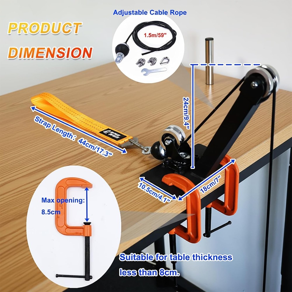Arm Wrestling Pulley Training System Kit for Table - Professional Forearm and...