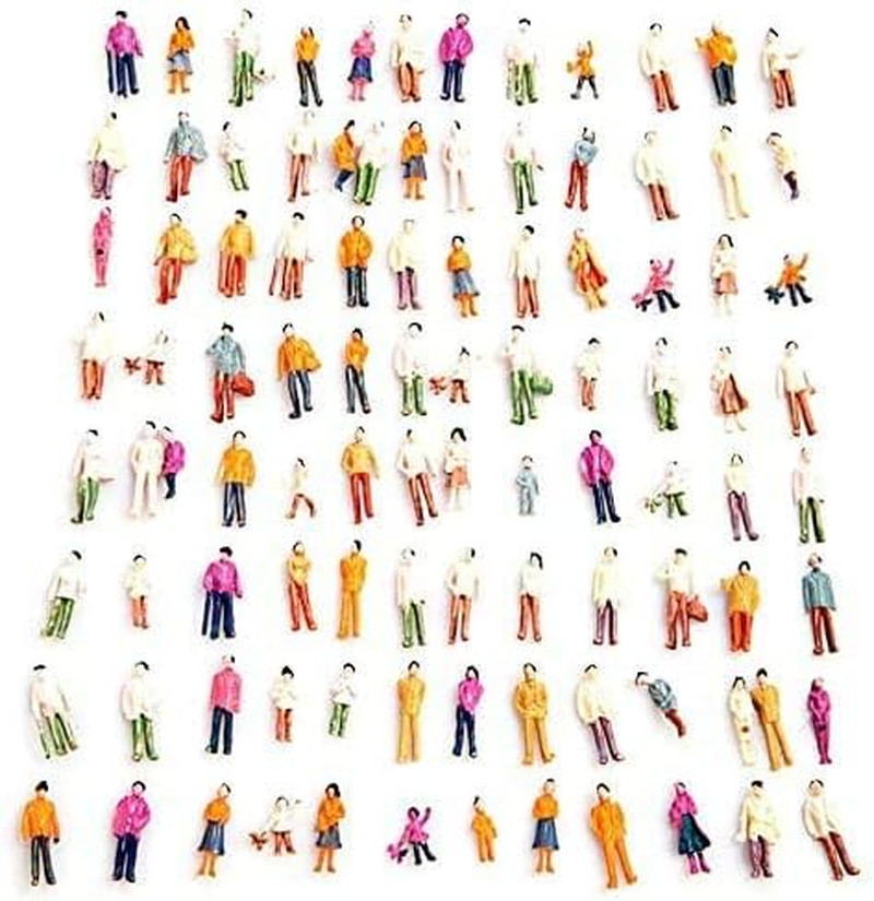 100 Pcs HO Scale Hand Painted Tiny People Models, Mixed Poses (1:100)