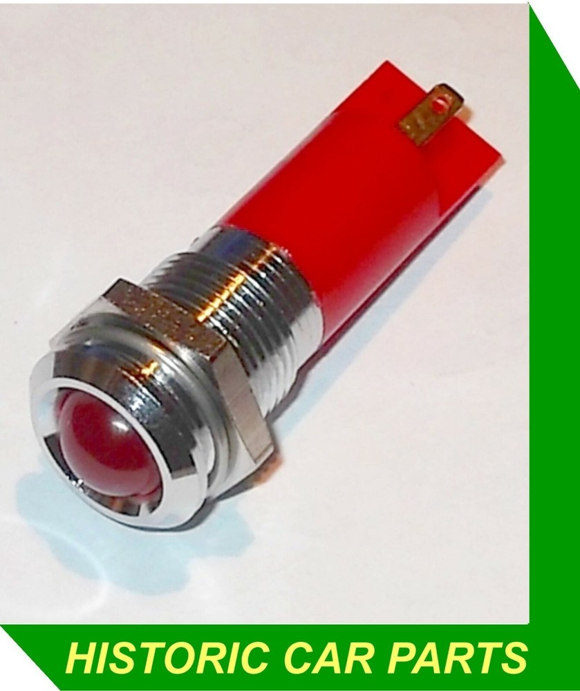 AUTO VEHICLE ACCESSORY ON - RED LED Warning light 12/24 volt 15mm dia
