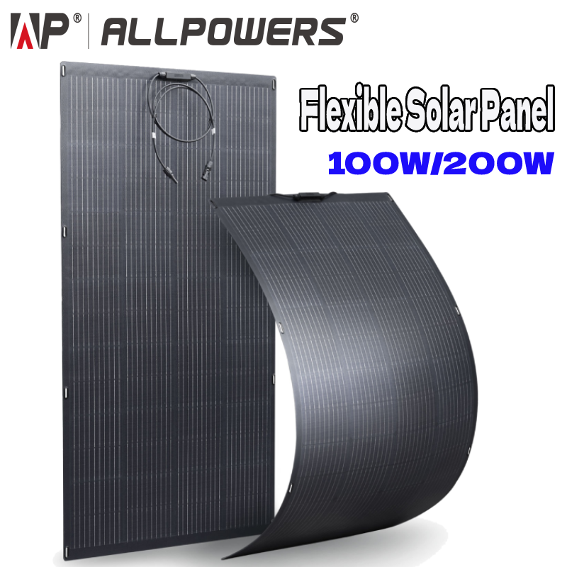ALLPOWERS 100W OR 200W Flexible Mono Solar Panel Efficiency IP68 Solar Off Grid