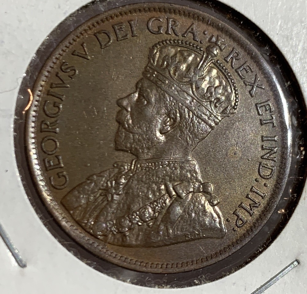 💥1913 CANADA ONE CENT COPPER COIN, UNC⭐