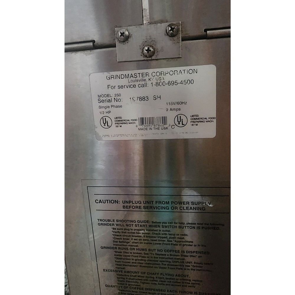 Grindmasterl Coffee Grinder, Model 250. DISCONTINUED