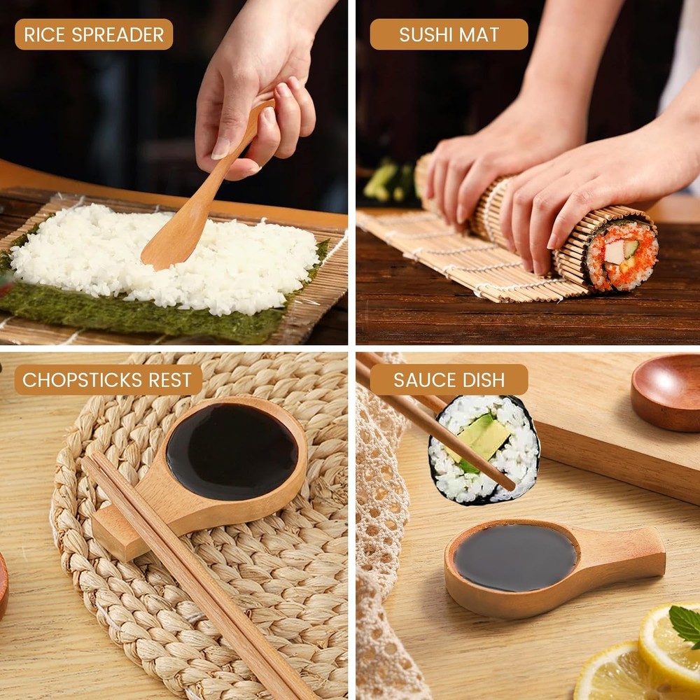 Sushi Making Kit, Roller Kit for Beginners Extra Large, Wood