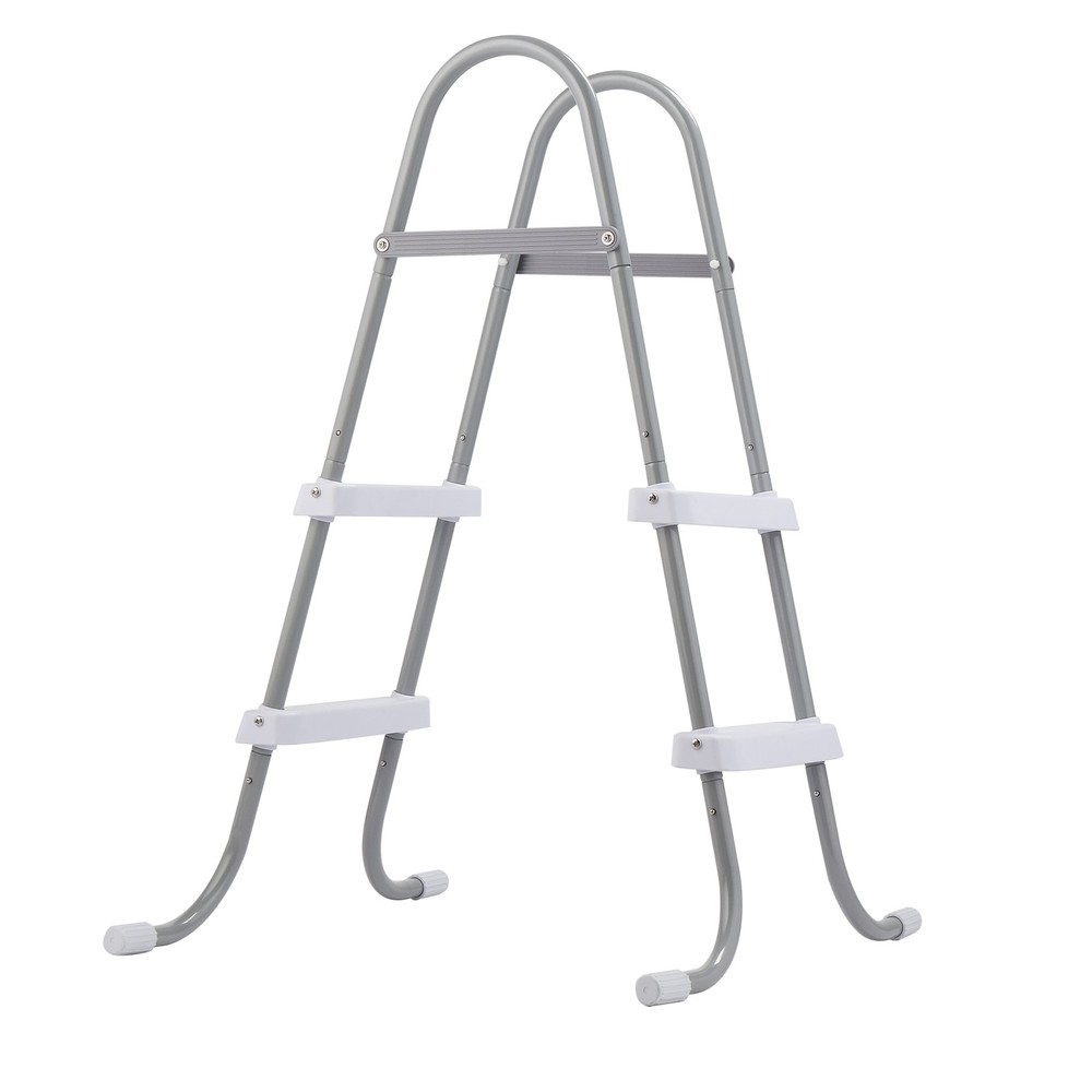 33" 2-Step Pool Ladder, Iron Grey Frame & White Steps, Safety Design