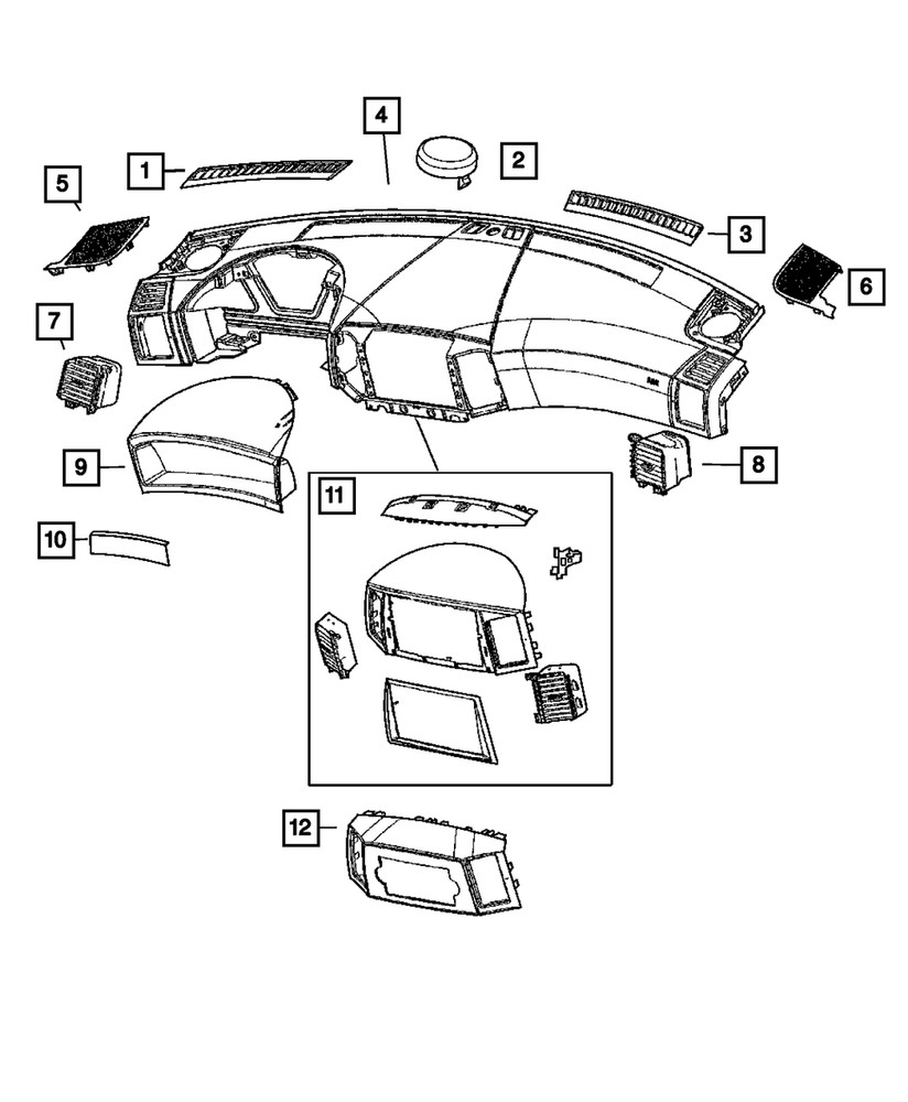 Genuine Mopar Instrument Panel Bezel 5JN301J8AP