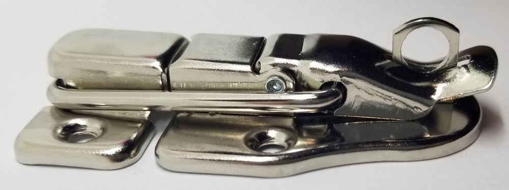 3" Nickel Plated Locking Drawbolt lock WITH PADLOCK LOOP jewelry small latch ant