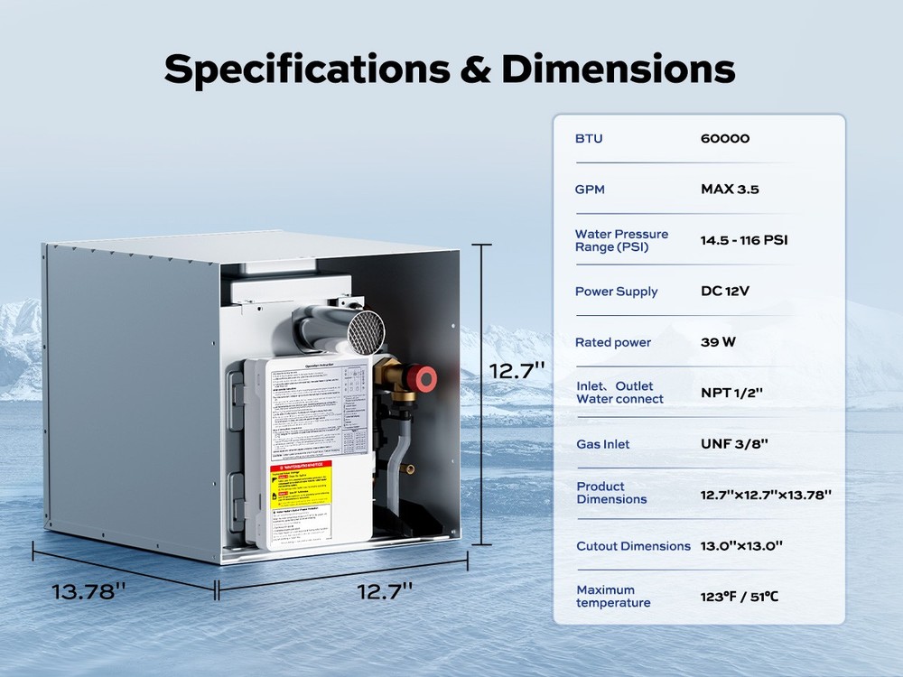 Orbek RV Tankless Water Heater 3.5 GPM 60,000 BTU On-Demand Instant Hot Water