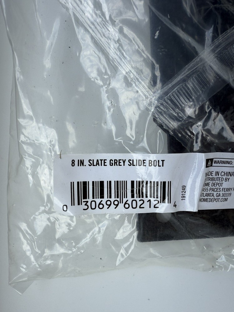 Slate Modern Slide Bolt with Rust Defender Grey 8"