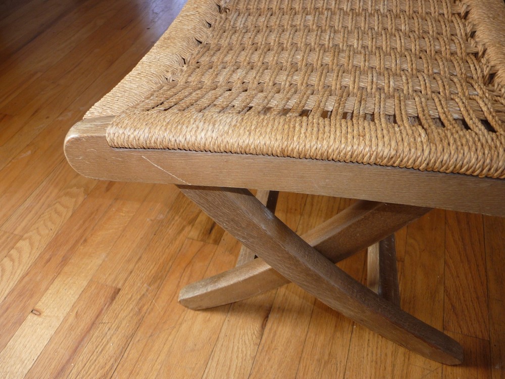 VINTAGE HANS WEGNER MCM DESIGN ROPE STOOL