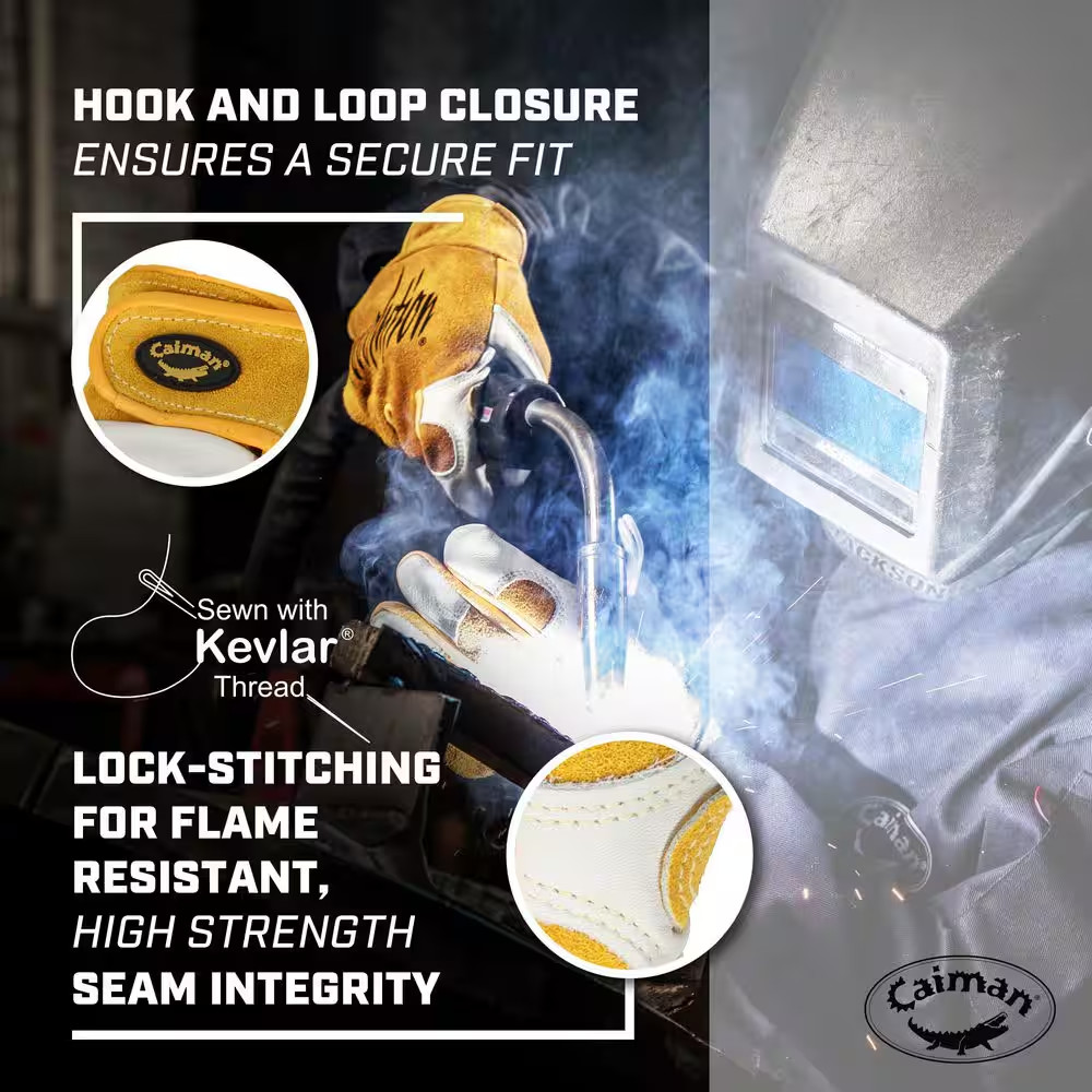 Large Gold Ergonomic Cow Grain Multi-Task Welding Gloves
