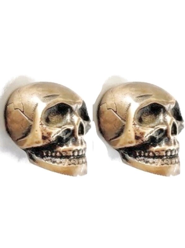 2 medium Skull hardware cabinet Drawer 1.1/2" Gothic Finger Pull Solid Brass