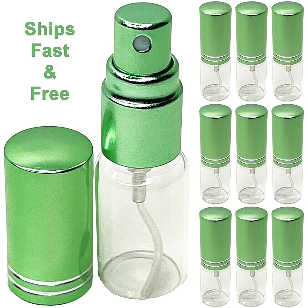 5ml 0.17oz empty perfume glass spray bottles green line cap atomizer refillable