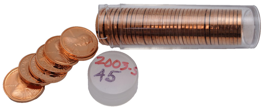 2003-S Gem Proof Lincoln Cent Roll - 45 Coins