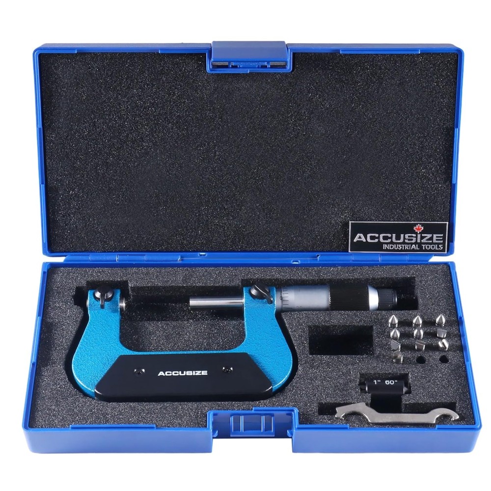 1-2'' X 0.0001'' Screw Thread Micrometer with 5 Anvil in Fitted Box,