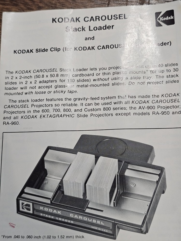 Vintage Kodak Carousel Stack Loader No. B40 with Factory Box