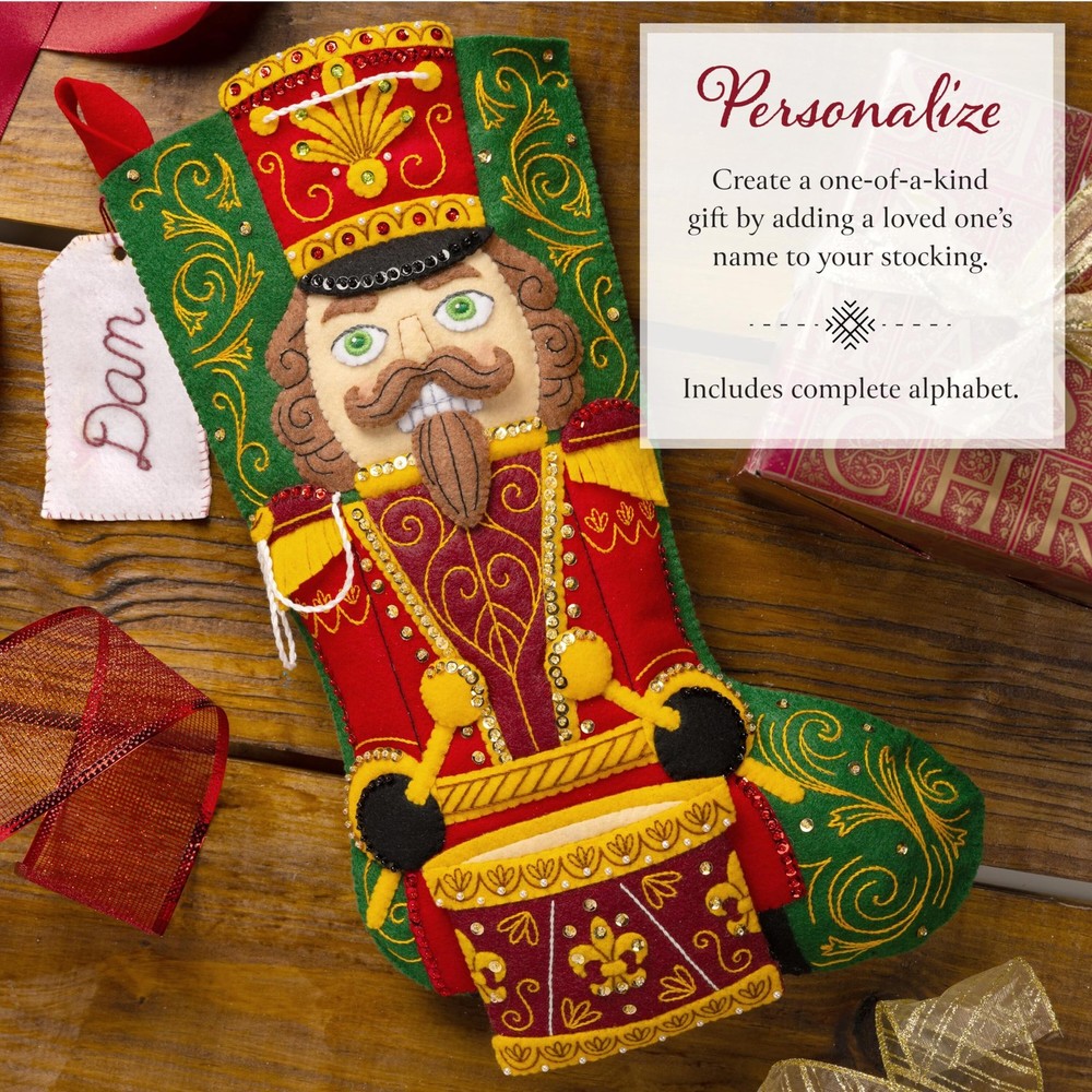 Bucilla, Felt Applique 18" Stocking Making Kit, Nutcracker Noel, Perfect for ...