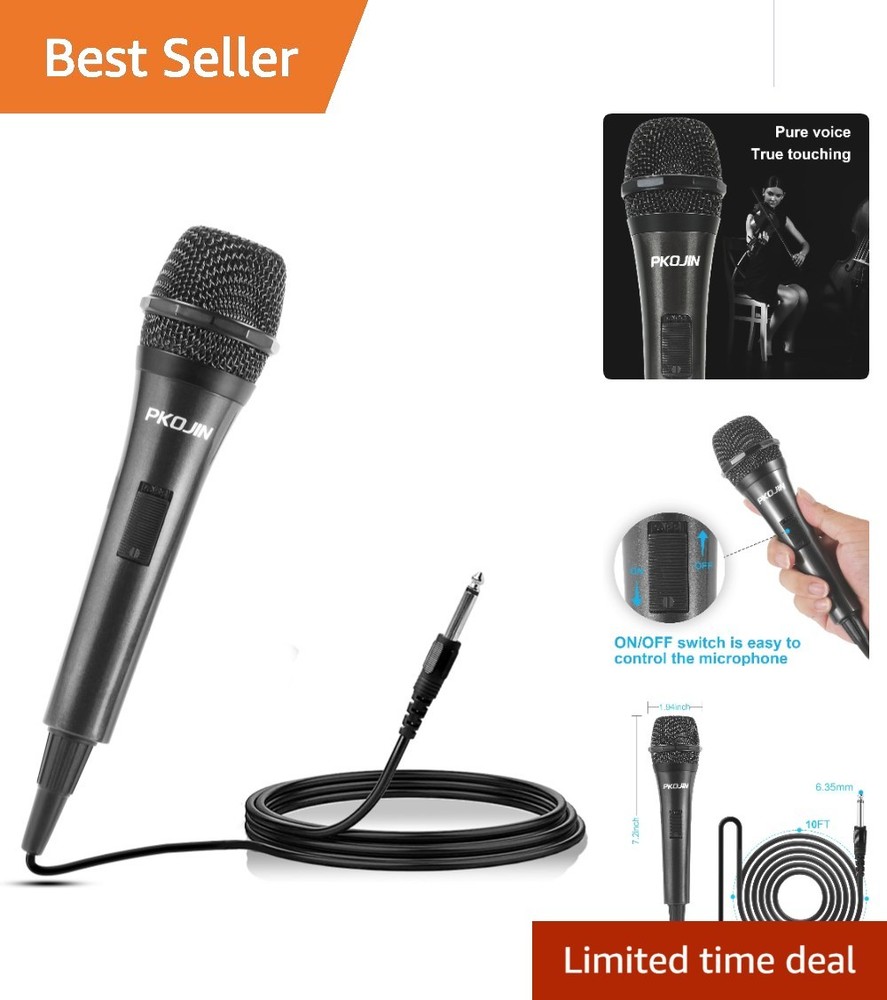 Dynamic Karaoke Microphone with 10ft Cable & ON/OFF Switch - Perfect for Singing