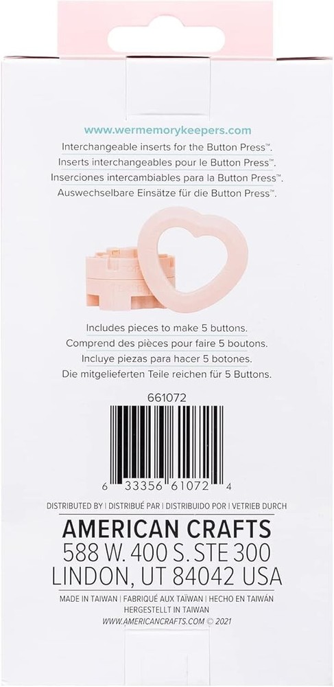 Heart Button Press Inserts We R Memory Keeper 58 MM Size New Model 661072