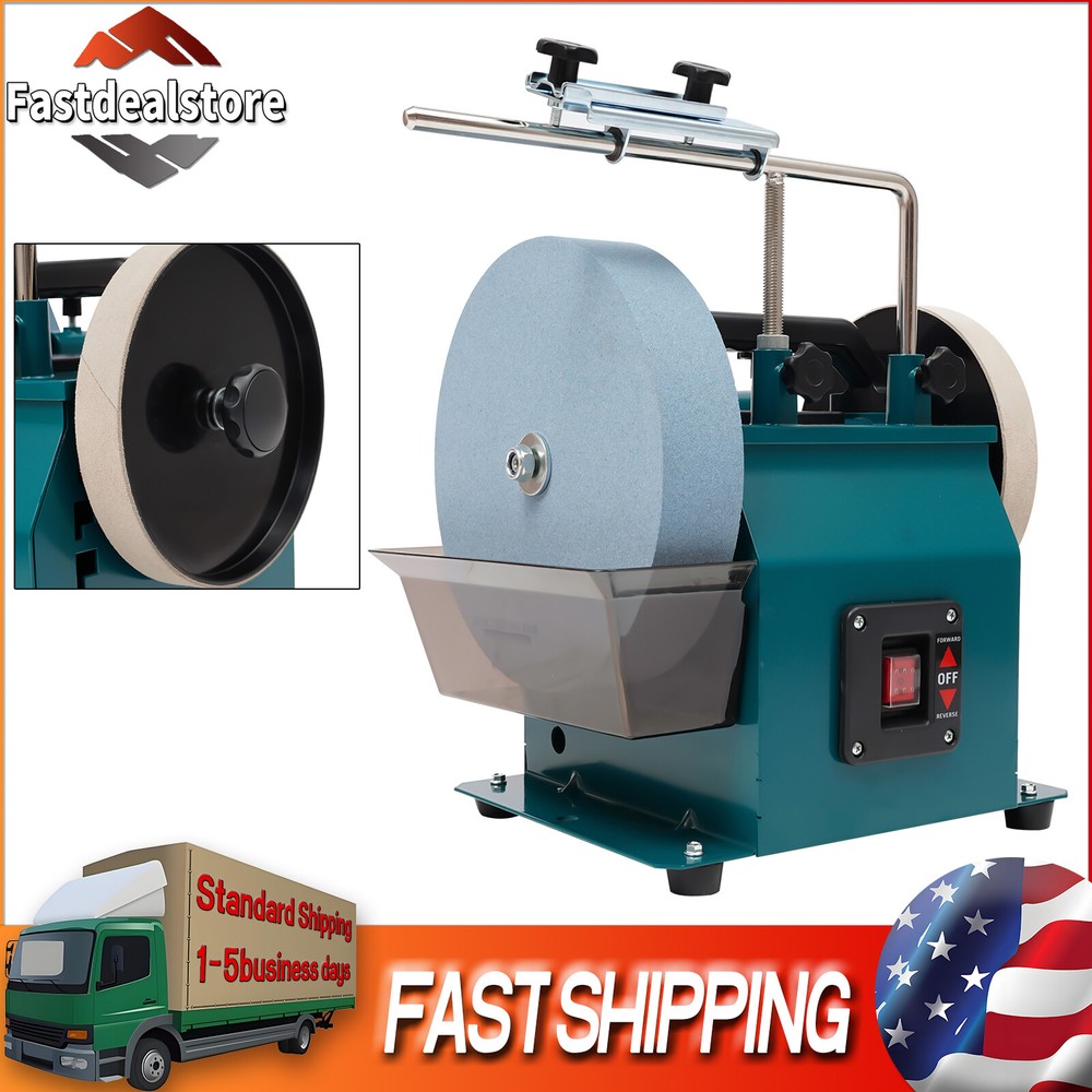 10in Water-cooled Grinder Electric Knife Sharpener Low Speed Grinding Machine US