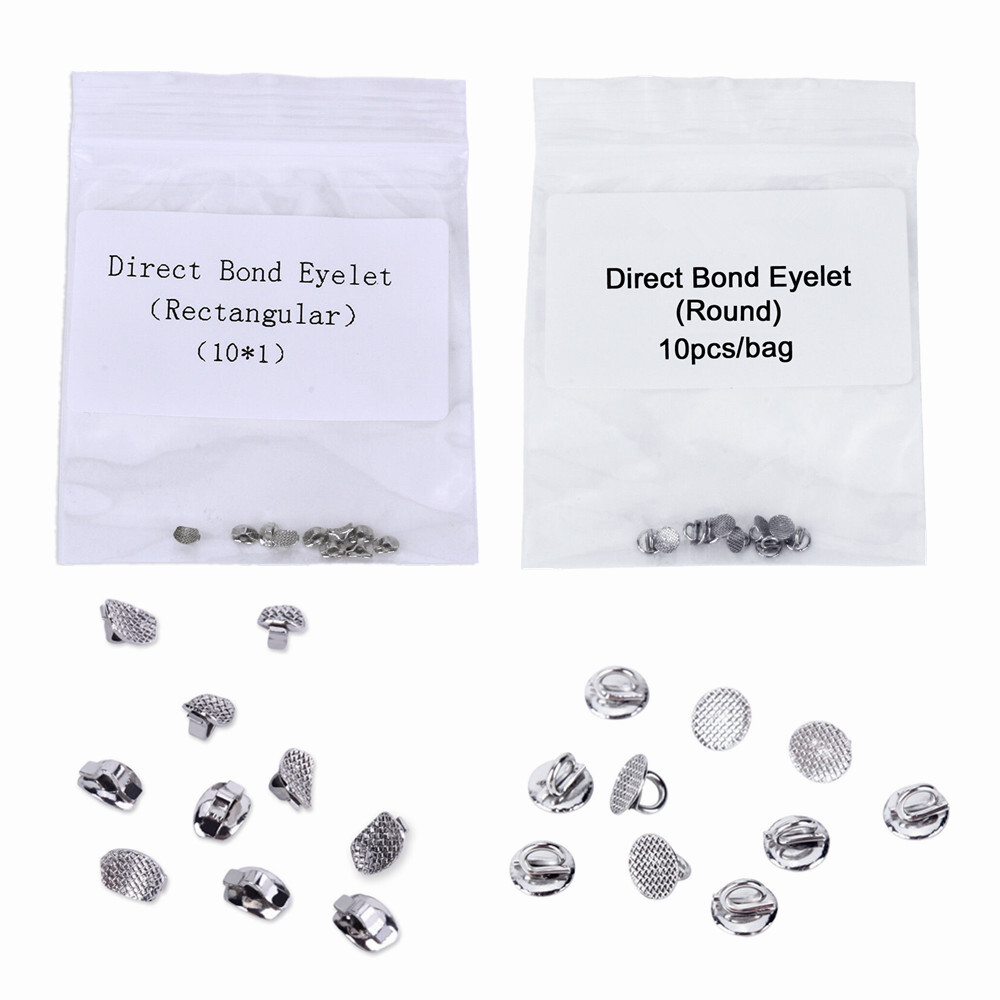 Dental Orthodontic Lingual Button Direct Bond Eyelet Rectangular/Round Mesh Base