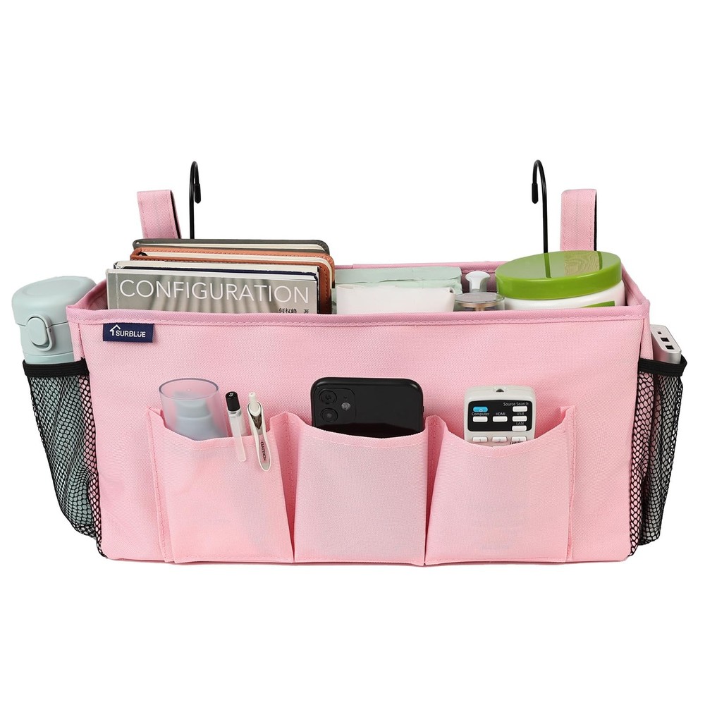 Bedside Organizer with Hook & Caddy Hanging Storage Bag with Adjustable Strap...