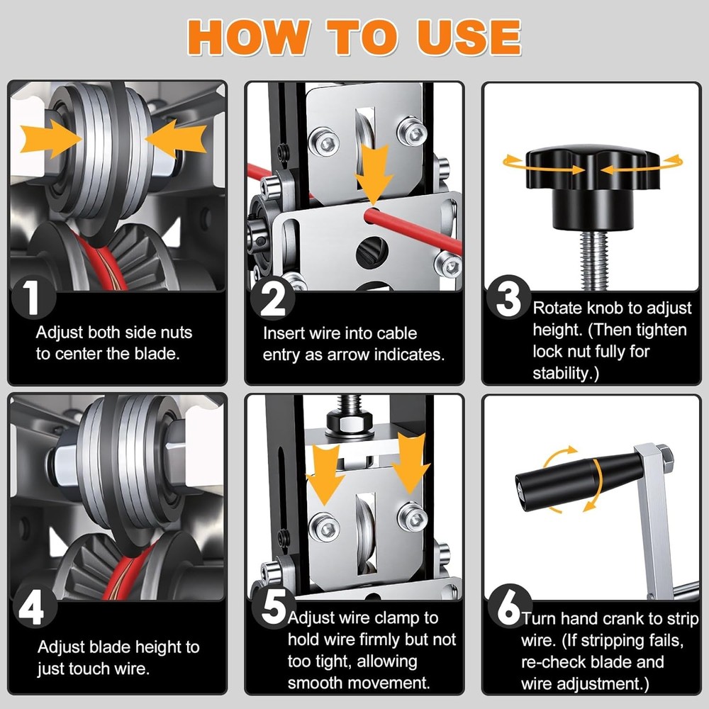 Wire Stripping Machine 0.06-1" Hand Crank & Drill Powered Scrap Tool