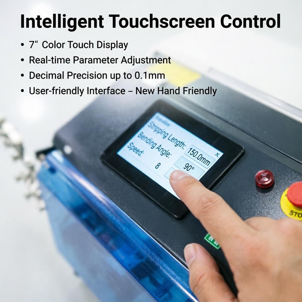 1-16mm² Fully Auto Computer Wire Stripping & Bending Machine w Touch Screen