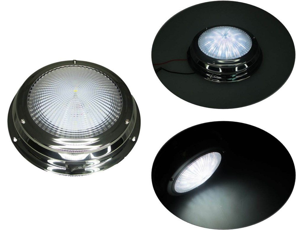 Marine Boat Trailer RV 5" Lens Accent Ceiling/Cabin/Dome Light SS Toggle Switch