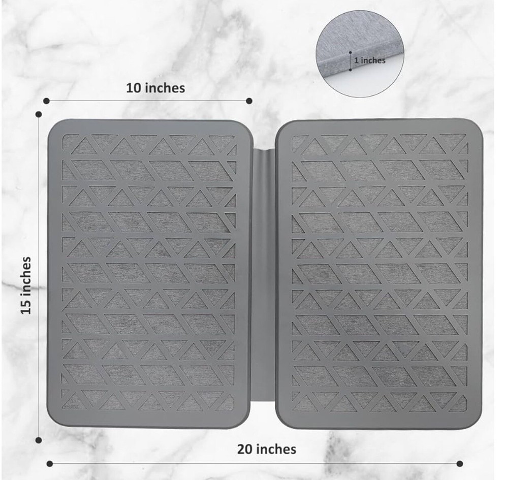 Foldable Stone Dish Drying Mats W/ Non Slip Silicone Gray