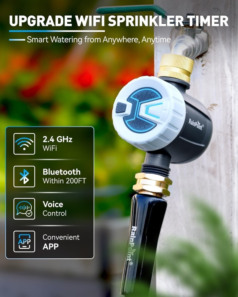 Durable Brass Inlet Smart Sprinkler Timer with App Control - Water Efficient